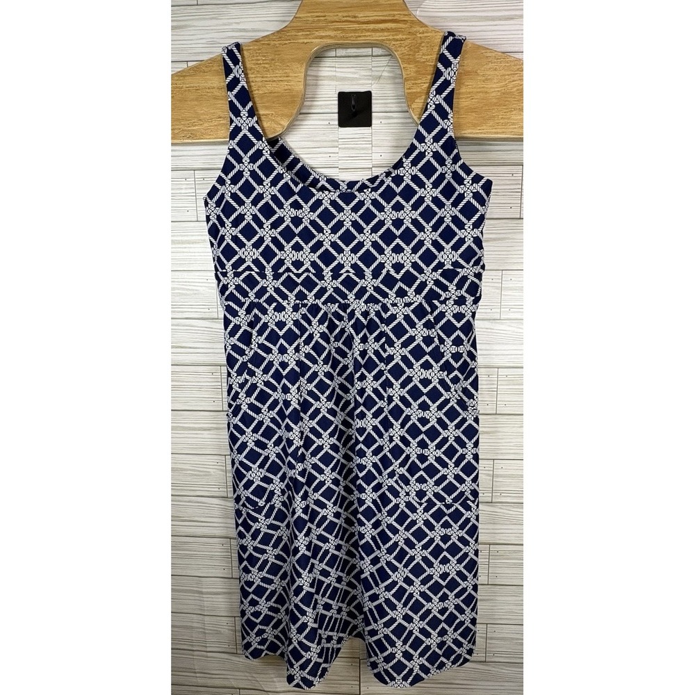 Jude Connally Women's Blue & White Boat Knot Geometric Sleeveless Dress Sz Sm